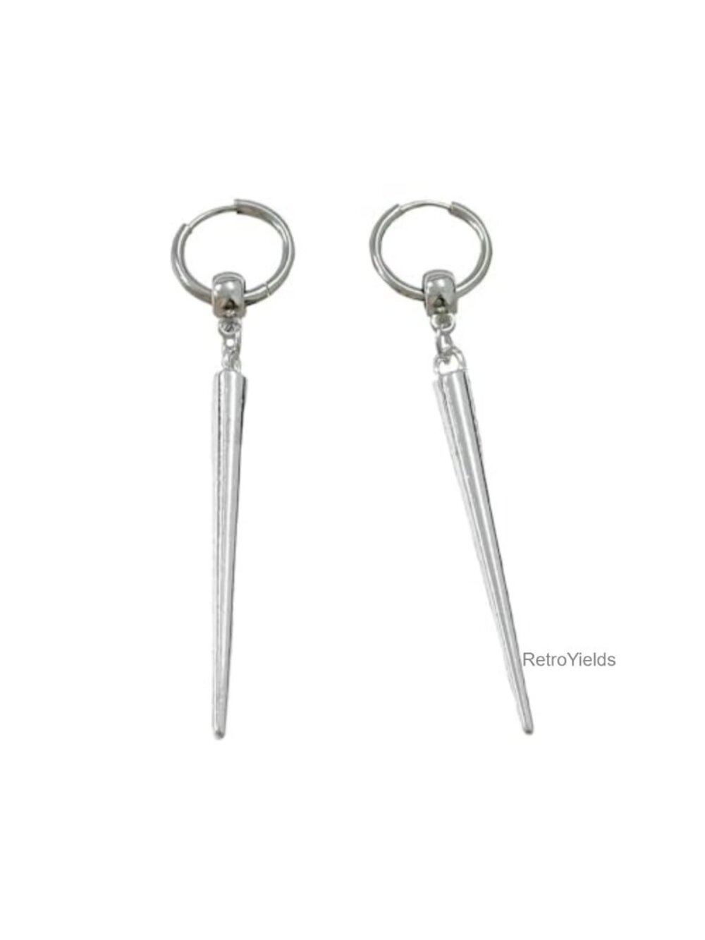 Spike Rivet Dangle Hoop Statement Earrings Alloy Punk Long Triangle Drop
